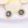 20style 18K Gold Bated Luxury Designer Double Letter Stud Earring Round Fashion Women Women Rhinestone Diamond Jewelry Brincho