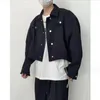 Giubbotti da uomo 2023 Uomo Casual Autunno Giacca corta Streetwear Cappotto con colletto rovesciato Texture Coreano Harajuku Retro Manica lunga di lusso Top