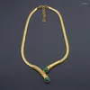 Chaînes Vintage Simple Spirit Serpentine Gold Collier pour femmes Pendentif en pierre naturelle Hiver Advanced Cou Bijoux