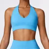 Yoga outfit Women Sports Underwear High Support Impact Ruched Fitness Gym Hanging Neck Top Push Up Workout Clothes Push-Up Activewear