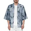 Mannen Nachtkleding Kimono Gewaad Japanse Stijl Mannen Zomer Thuis Bad Haori Vest Shirt Jas Toevallige Losse Mannelijke Jas Yukata kleding