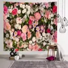 Tapestries Flower Rose Cherry Blossoms tema vägghem estetik tapestry för sovrum vardagsrum dekoration hängande gardin