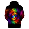 Sweats à capuche pour femmes et hommes colorés cravate teint décontracté motif tourbillon magique 3D sweat à capuche avec poches pull