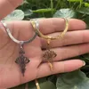 Hänghalsband yoga lotus chakra rostfritt stål blad kedja för kvinnor guld färg lång halsband smycken krage grossist