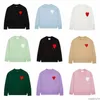 amiS AM I Mens Knitted amisweater Designer amishirt Paris Sweater Fashion Embroidered Red Heart Solid Color Big Love Round Neck Short Sleeve a T-shir Uuu1