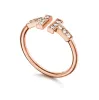 Ringar Diamond Ring Classic Fade T Square Ring Wedding Ring Open Rings Women 18K Gold Plated Wire Ring Men Titanium Silver Rose Rose Gold