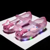 Sneakers S Jelly Shoes Bow Princess Children Kids Girls Sandals Led Light Luminous Casual Shoe Party Performance Dance 231030