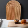 Assiettes plateau de service vague rustique forme arquée bois rainuré anti-rayures assiette à dîner plateau de qualité