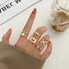 Hiphop Gold Color Rings Set For Women Girls Vintage Punk Geometric Simple Finger Rings Trend Jewelry Party Gifts Wholesale YMR047