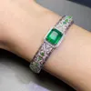 Tennis 14K White Gold Vinateg Lab Emerald Diamond Bangle Engagement Wedding Bangles Bracelets for Women Bridal Party Jewelry Gift