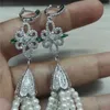 Dangle Earrings Bohemia Color CZ Zircon Charms 3mm Round Natural Navy Blue Beads And Pearl 8 Row Tassels For Women