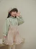 의류 세트 사슴 jonmi 겨울 여자 아기 공주 의상 한국 스타일 두껍게 블라우스 스트랩 반바지 2pcs 따뜻한 귀여워
