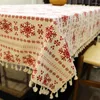 Table Cloth QWE123 Christmas Linen Tablecloth With Tassel Cloths Desk Cover Rectangular For Xmas Year Party Decoration Home Textil