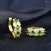 Hoopörhängen 2023 Trend Horse-Eye Zircon Green Crystal Women's Luxury Design Gold Color Exquisite and Small Earring