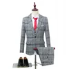 Ternos masculinos 2023 italiano mais recente casaco calça projetos tweed xadrez 3 peça terno masculino fino ajuste moda vestido de casamento roupas masculinas terno masculino