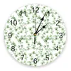 壁の時計ユーカリの葉の植物時計モダンデザイン短いリビングルーム装飾キッチンアートウォッチホームデコレーション
