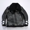 Avvirex Sheep Leather and Fur in One Parkas Black Stand-Standard Leather Stack