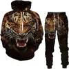 Trainingspakken voor heren Lente en herfst hoodieset 3D-geprinte bostijger Mode Casual sport Heren Street Wear-broek