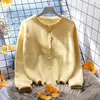 Tricots pour femmes rose blanc violet jaune pull tricoté femmes Cardigan court printemps automne mode col rond à manches longues hauts en tricot dames pull