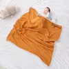 Mantas nombre personalizado bordado personalizado bebé swaddle nacido recibiendo envoltura sólida gasa algodón muselina sábana pom