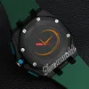 44mm New Quartz 크로노 그래프 남성 시계 26405 훈제 녹색 질감 다이얼 강철 케이스 녹색 고무 스트랩 스톱워치 신사 시계 Timezonewatch Z18C