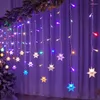 Strängar 3.2m julljus LED SNOWFLAKE Gardin Icicle Fairy String Lights Outdoor Garland Home Party Garden 2023 Year Decoration