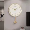 Wall Clocks Decoration Clock Home Hand Elegant Gift Quartz Luxury Living Room Classic Number Gold Round Wandklok Decor