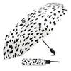 傘の黒いスポットホワイトバックグラウンドプリントの女性男性雨傘3折りたたみ耐久性ポータブル自動ギフトパラソル