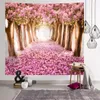 Tapestries Flower Rose Cherry Blossoms tema vägghem estetik tapestry för sovrum vardagsrum dekoration hängande gardin