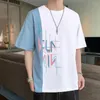 Heren T-shirts #1047 Blauw Wit Zwart Grijs Korte Mouwen Shirt Mannen Zomer Mode Koreaanse Stijl Print Tee homme Preppy Casual Top