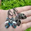 Necklace Earrings Set Ajojewel 4 Colors Silver-color Enamel Jewelry Women Black Rhinestone In Leaf Design Gift Items