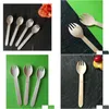 Disposable Flatware 6-Inch 16-Centimeter Wooden Fork Can Be Used As A And Spoon To Use Salad Drop Delivery Home Garden Kitchen Dining Dhv0P