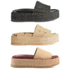 spiegel kwaliteit slipper luxe sandaal dames heren Slide Designer schoen zwart wit platform Met doos canvas Casual Strand Zomer zwembad sandaal comfort Sliders Mule dame