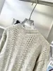 Damenpullover Frauen Pailletten Pullover Haken Blume ausgehöhlt Herbst Winter 2023 Allgleiches O-Ausschnitt Langarm Damen Kaschmirpullover