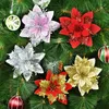 Kwiaty dekoracyjne 5pcs 14 cm brokat sztuczne Boże Narodzenie Dekoracja drzewa domowa dom Navidad Rok prezenty