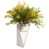 Decoratieve bloemen herfst kunstmatige mimosa bloemtak tropische palmbladeren valse gele meeldraden zijde acacia nep plant decor