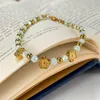 Gioielli accessori per bracciale con perline in pietra naturale con sfera in acciaio inossidabile dorato da 8,66 pollici n1439