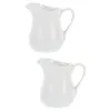 Ensembles de vaisselle 2 PC Pichet en acier inoxydable Tasse à lait en céramique Café Adorable Pull Sauce à fleurs Blanc Récipient délicat Longue bouche en forme de V