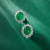 Boucles d'oreilles à tige en argent 2023 925, diamant complet incrusté de 8 10, médaille d'imitation de Jade, luxe riche pour femmes