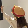 Bérets Trendy Ladies Hamburger Hat Non-rétrécir Femmes Mignon Hommes Fast Food Cap Party Dress Up