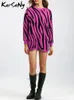 Chandails pour femmes Karsany Zebra Stripe Long pour femmes 2023 Pulls d'hiver Pull rayé en vrac Oversize Vert