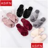 Home Shoes Asifn Winter Women House Slippers Faux Fur Warm Flat Shoes Bedroom Female Slip On Home Furry Ladies Drop 210903 Drop Delive Dh4Gy