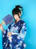 Этническая одежда, японское традиционное кимоно, платье с цветочным принтом Оби, воздушные платья, костюм, женский синий костюм гейши хаори юката