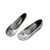 Dress shoes, shiny silver tabi ninja flats, women's bow ballet flats, split toe pink silk soft leather shoes, women's shallow mouth casual shoes, factory shoes