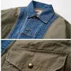 Männer Jacken Multi Material Denim Splicing Washed Cargo Jacke Männer Personalisierte Cut Lose Mantel Cowboy Top Für Männer