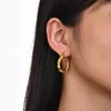 Hoop Earrings Fashion Stylish Twisted Metal For Women Girls Dainty Gold Color Bold Stainless Steel Rope Chain Huggies