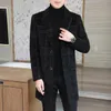 High-end sensação masculina moda bonito todo casaco de lã terno colarinho longo trench coat casaco de lã grosso casual jaqueta de inverno dos homens