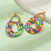 Dangle Earrings Beaded Colour Water Drop Retro Originality Hand Knitting Bohemia Alloy Tide Simple Geometry Rice Bead