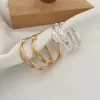 Hoop Earrings Arrivals Trendy Gold Or Silver Color With Star Decorated 6mm Width For Women Girl Casual Classic Boho Jewelry