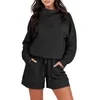 Women's Shorts Women 2 Piece Outfits Loose Sweatsuits Fashion Cowl Neck Sweatshirts & Set Jogger Tracksuit